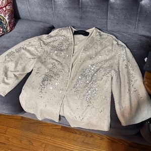 Zara Beige Sequin Blazer